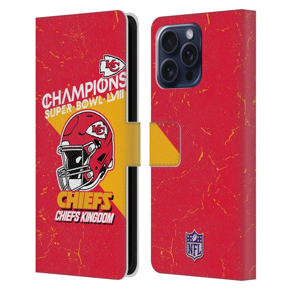 NFL ナショナルフットボールリーグ - 2024 Super Bowl LVIII Champions / Kansas City Chiefs Helmet レザー手帳型 / Apple iPhoneケース 【公式 / オフィシャル】
