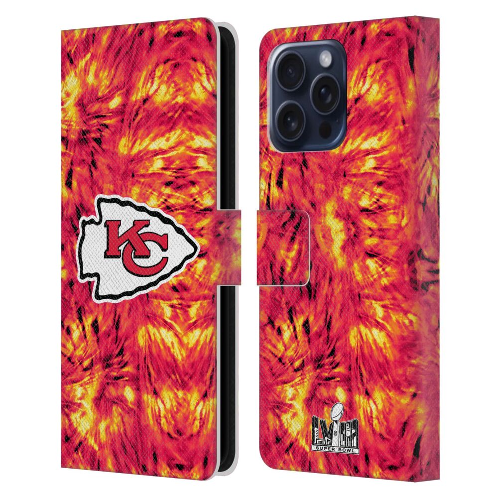 NFL ナショナルフットボールリーグ - 2024 Super Bowl LVIII Champions / Kansas City Chiefs Tie Dye レザー手帳型 / Apple iPhoneケース 【公式 / オフィシャル】