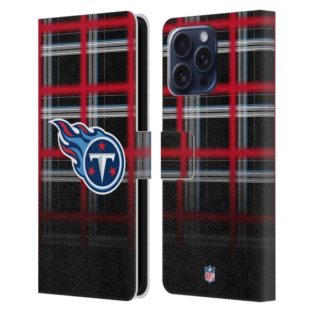 TENNESSEE TITANS（NFL）テネシータイタンズ テネシータイタンズ - Ombre Black Plaid レザー手帳型 / Apple iPhoneケース 【公式 / オフィシャル】