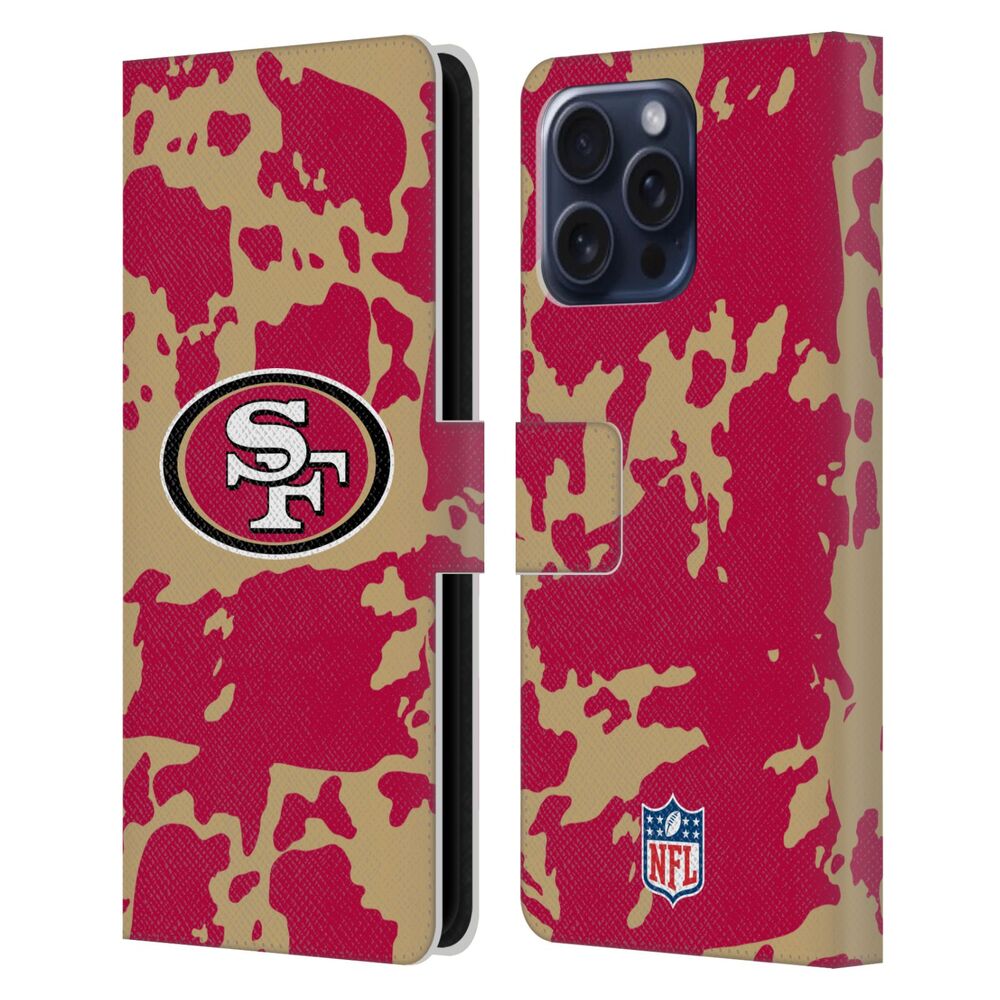 SAN FRANCISCO 49ERS（NFL） ナイナーズ ナイナーズ - Cow Animal Print レザー手帳型 / Apple iPhoneケース 【公式 / オフィシャル】