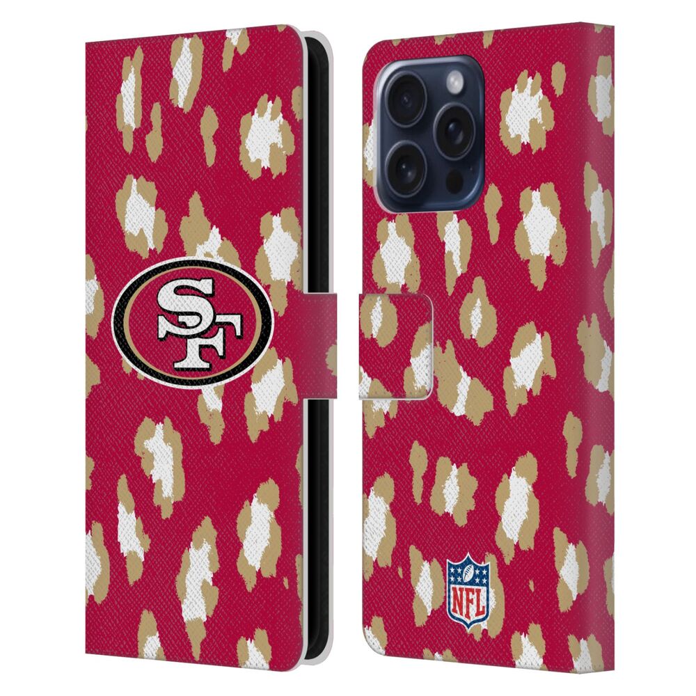 SAN FRANCISCO 49ERS（NFL） ナイナーズ ナイナーズ - Leopard Animal Print レザー手帳型 / Apple iPhoneケース 【公式 / オフィシャル】