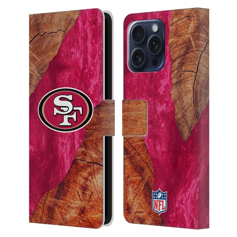SAN FRANCISCO 49ERS（NFL） ナイナーズ ナイナーズ - Wood Resin Print レザー手帳型 / Apple iPhoneケース 【公式 / オフィシャル】