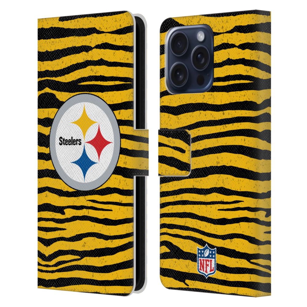 PITTSBURGH STEELERS（NFL） ピッツバーグスティーラーズ ピッツバーグスティーラーズ - Zebra Animal Print レザー手帳型 / Apple iPhoneケース 【公式 / オフィシャル】