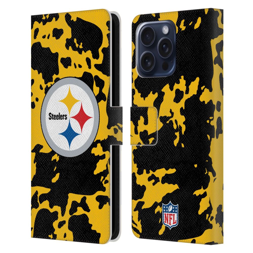 PITTSBURGH STEELERS（NFL） ピッツバーグスティーラーズ ピッツバーグスティーラーズ - Cow Animal Print レザー手帳型 / Apple iPhoneケース 【公式 / オフィシャル】