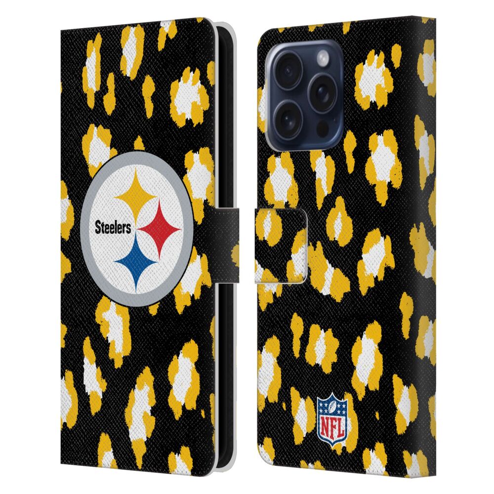 PITTSBURGH STEELERS（NFL） ピッツバーグスティーラーズ ピッツバーグスティーラーズ - Leopard Animal Print レザー手帳型 / Apple iPhoneケース 【公式 / オフィシャル】
