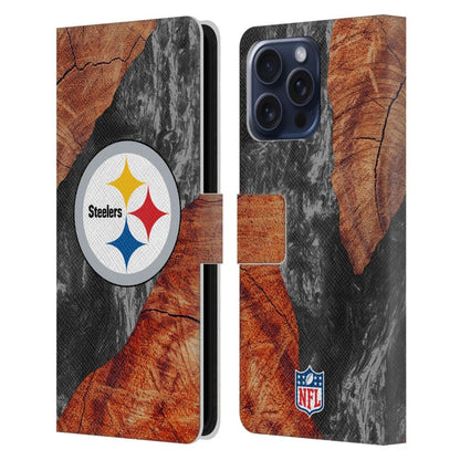 PITTSBURGH STEELERS（NFL） ピッツバーグスティーラーズ ピッツバーグスティーラーズ - Wood Resin Print レザー手帳型 / Apple iPhoneケース 【公式 / オフィシャル】