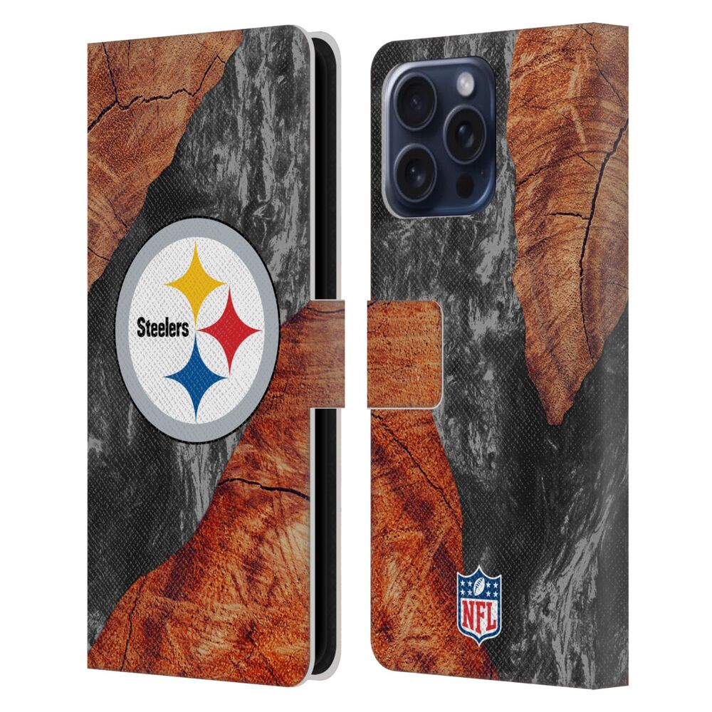 PITTSBURGH STEELERS（NFL） ピッツバーグスティーラーズ ピッツバーグスティーラーズ - Wood Resin Print レザー手帳型 / Apple iPhoneケース 【公式 / オフィシャル】