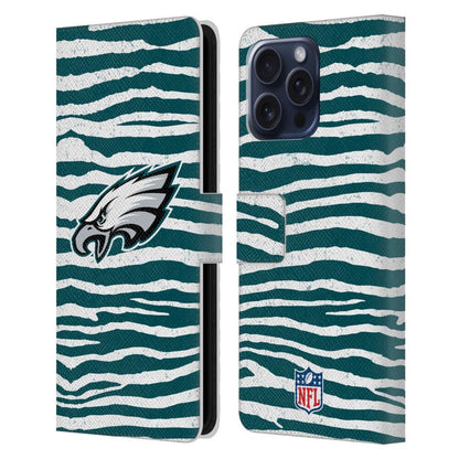 PHILADELPHIA EAGLES（NFL） フィラデルフィアイーグルス フィラデルフィアイーグルス - Zebra Animal Print レザー手帳型 / Apple iPhoneケース 【公式 / オフィシャル】