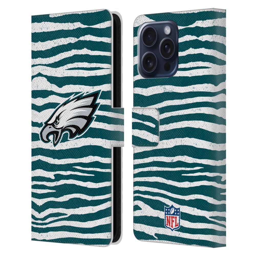 PHILADELPHIA EAGLES（NFL） フィラデルフィアイーグルス フィラデルフィアイーグルス - Zebra Animal Print レザー手帳型 / Apple iPhoneケース 【公式 / オフィシャル】