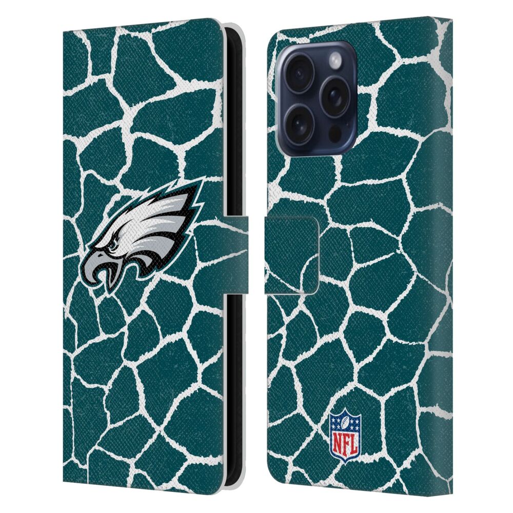 PHILADELPHIA EAGLES（NFL） フィラデルフィアイーグルス フィラデルフィアイーグルス - Giraffe Animal Print レザー手帳型 / Apple iPhoneケース 【公式 / オフィシャル】