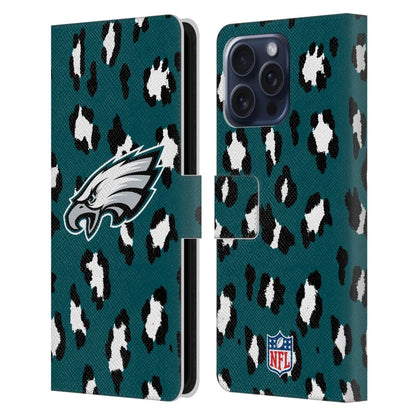 PHILADELPHIA EAGLES（NFL） フィラデルフィアイーグルス フィラデルフィアイーグルス - Leopard Animal Print レザー手帳型 / Apple iPhoneケース 【公式 / オフィシャル】