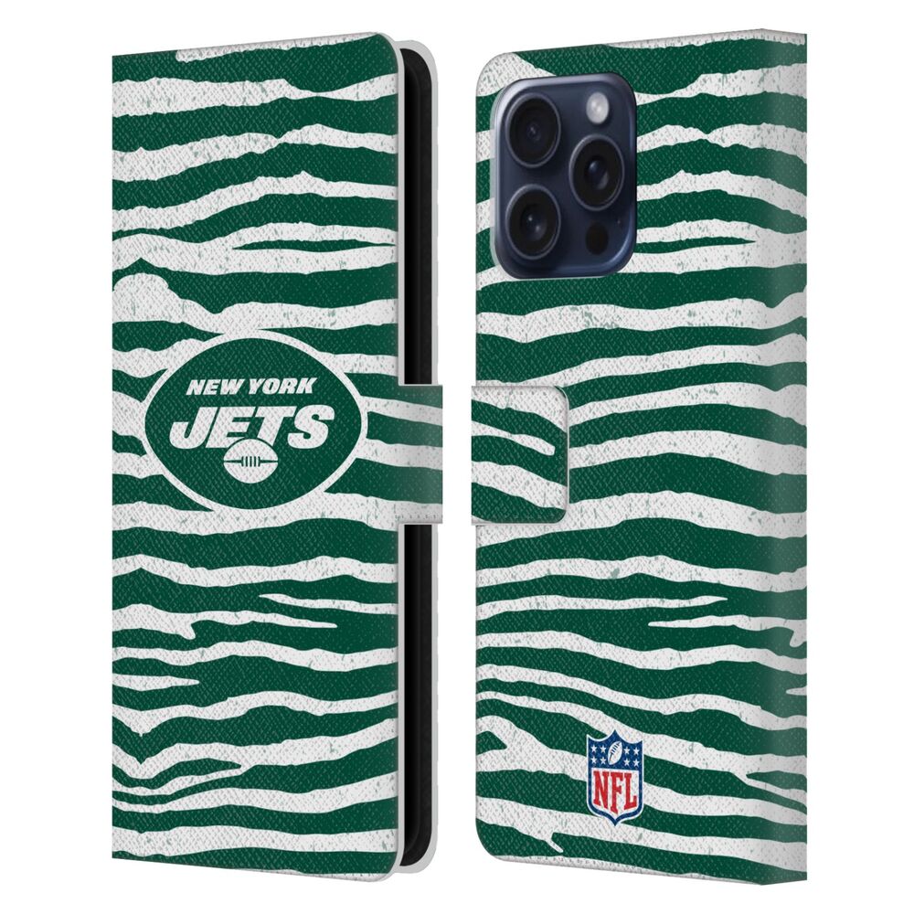 NEW YORK JETS（NFL） ニューヨークジェッツ ニューヨークジェッツ - Zebra Animal Print レザー手帳型 / Apple iPhoneケース 【公式 / オフィシャル】