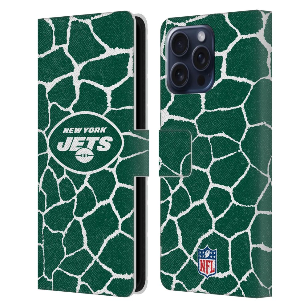 NEW YORK JETS（NFL） ニューヨークジェッツ ニューヨークジェッツ - Giraffe Animal Print レザー手帳型 / Apple iPhoneケース 【公式 / オフィシャル】