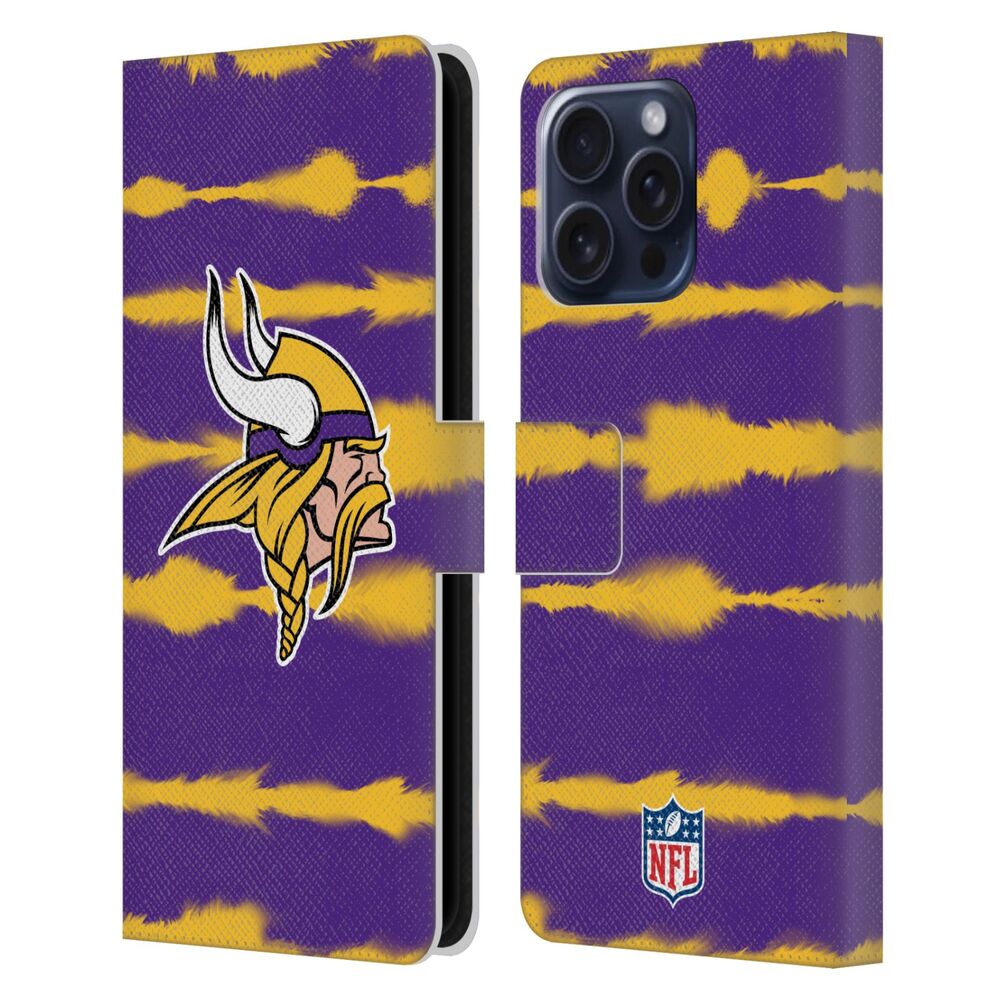 MINNESOTA VIKINGS（NFL） ミネソタバイキングス ミネソタバイキングス - Watercolour Stripe Print レザー手帳型 / Apple iPhoneケース 【公式 / オフィシャル】