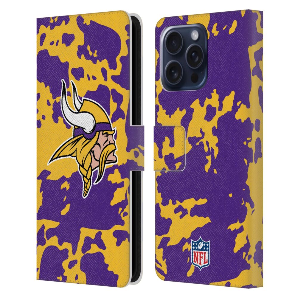 MINNESOTA VIKINGS（NFL） ミネソタバイキングス ミネソタバイキングス - Cow Animal Print レザー手帳型 / Apple iPhoneケース 【公式 / オフィシャル】