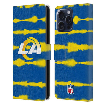 LOS ANGELES RAMS（NFL） ロサンゼルスラムズ ロサンゼルスラムズ - Watercolour Stripe Print レザー手帳型 / Apple iPhoneケース 【公式 / オフィシャル】