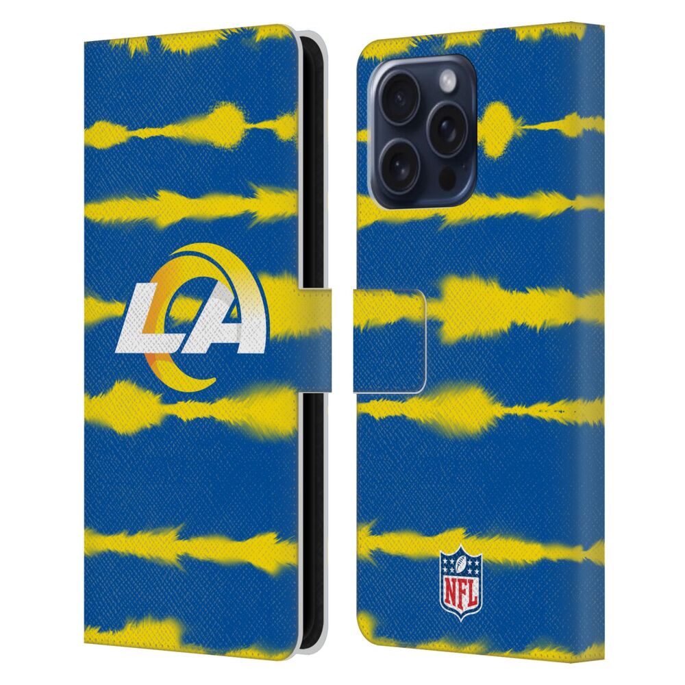 LOS ANGELES RAMS（NFL） ロサンゼルスラムズ ロサンゼルスラムズ - Watercolour Stripe Print レザー手帳型 / Apple iPhoneケース 【公式 / オフィシャル】