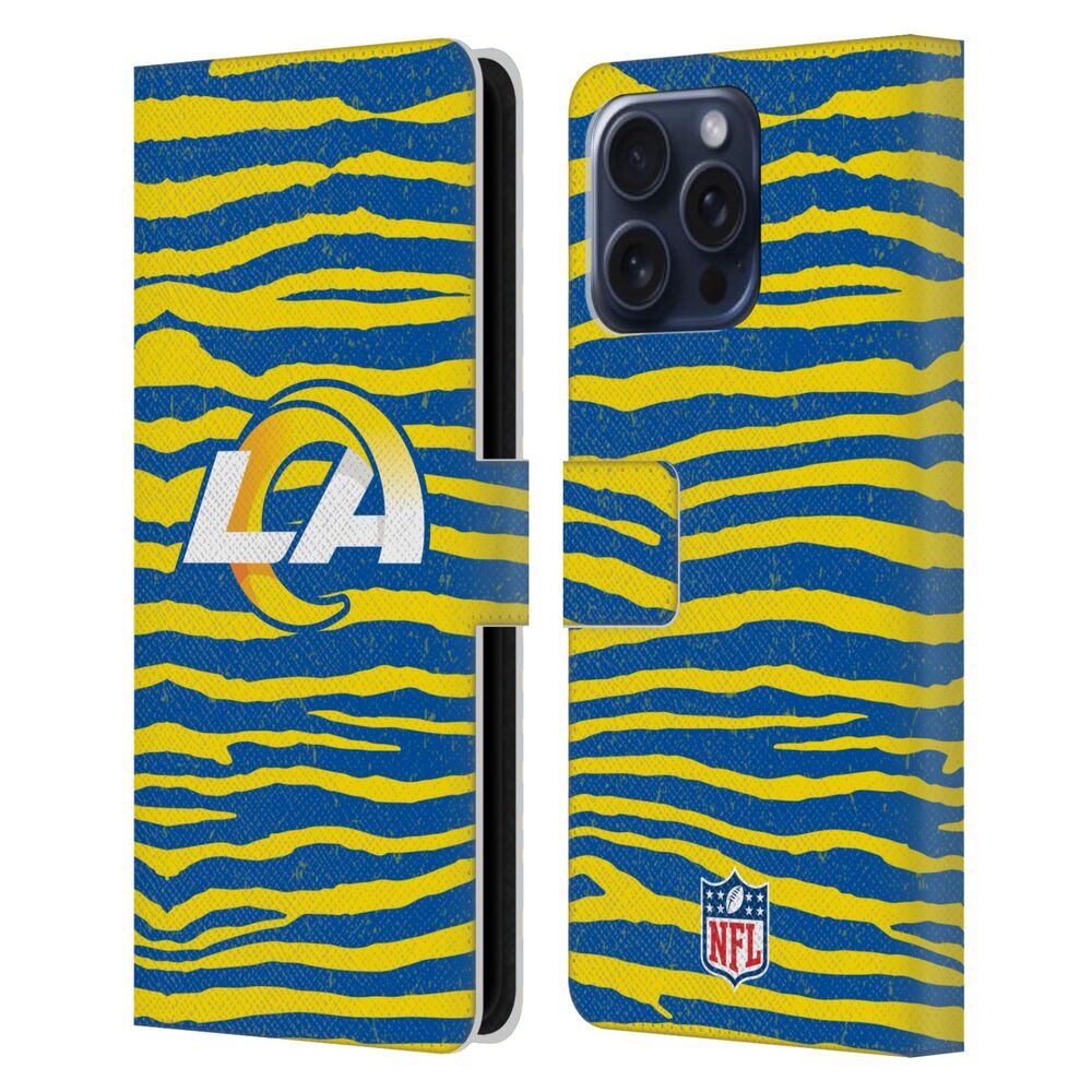 LOS ANGELES RAMS（NFL） ロサンゼルスラムズ ロサンゼルスラムズ - Zebra Animal Print レザー手帳型 / Apple iPhoneケース 【公式 / オフィシャル】