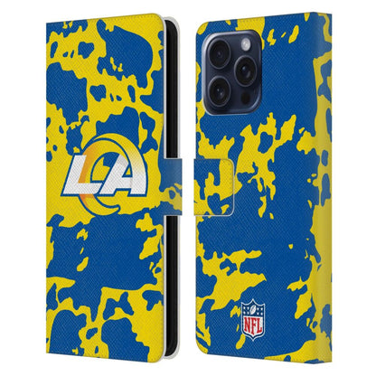 LOS ANGELES RAMS（NFL） ロサンゼルスラムズ ロサンゼルスラムズ - Cow Animal Print レザー手帳型 / Apple iPhoneケース 【公式 / オフィシャル】