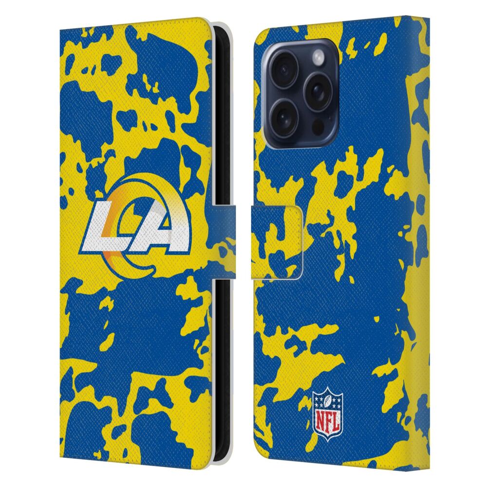 LOS ANGELES RAMS（NFL） ロサンゼルスラムズ ロサンゼルスラムズ - Cow Animal Print レザー手帳型 / Apple iPhoneケース 【公式 / オフィシャル】