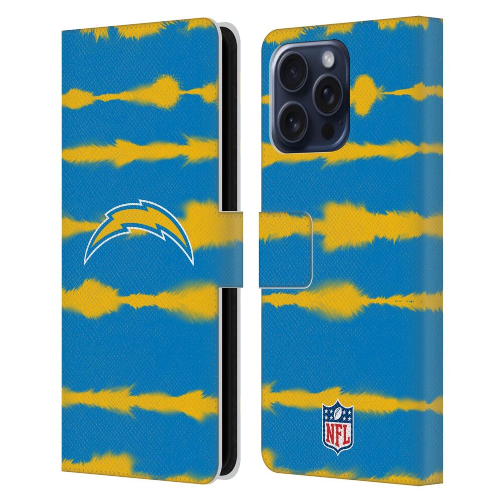 LOS ANGELES CHARGERS（NFL） ロサンゼルスチャージャーズ ロサンゼルスチャージャーズ - Watercolour Stripe Print レザー手帳型 / Apple iPhoneケース 【公式 / オフィシャル】