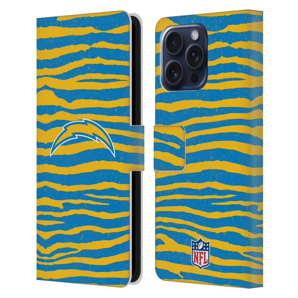 LOS ANGELES CHARGERS（NFL） ロサンゼルスチャージャーズ ロサンゼルスチャージャーズ - Zebra Animal Print レザー手帳型 / Apple iPhoneケース 【公式 / オフィシャル】
