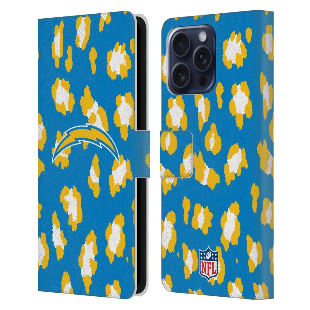 LOS ANGELES CHARGERS（NFL） ロサンゼルスチャージャーズ ロサンゼルスチャージャーズ - Leopard Animal Print レザー手帳型 / Apple iPhoneケース 【公式 / オフィシャル】