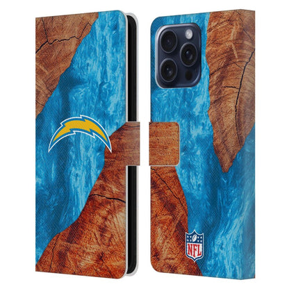LOS ANGELES CHARGERS（NFL） ロサンゼルスチャージャーズ ロサンゼルスチャージャーズ - Wood Resin Print レザー手帳型 / Apple iPhoneケース 【公式 / オフィシャル】