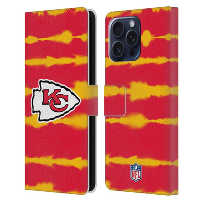 KANSAS CITY CHIEFS（NFL） カンザスシティチーフス カンザスシティチーフス - Watercolour Stripe Print レザー手帳型 / Apple iPhoneケース 【公式 / オフィシャル】