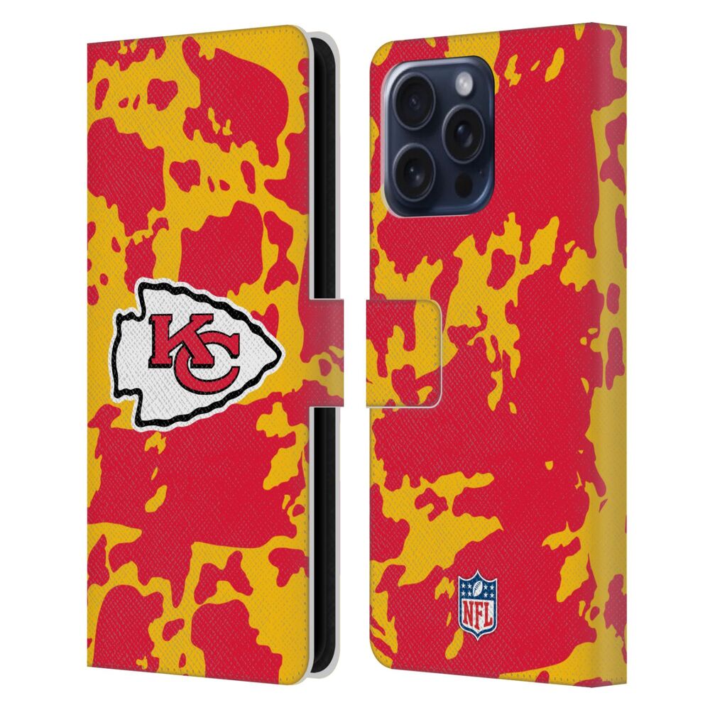 KANSAS CITY CHIEFS（NFL） カンザスシティチーフス カンザスシティチーフス - Cow Animal Print レザー手帳型 / Apple iPhoneケース 【公式 / オフィシャル】