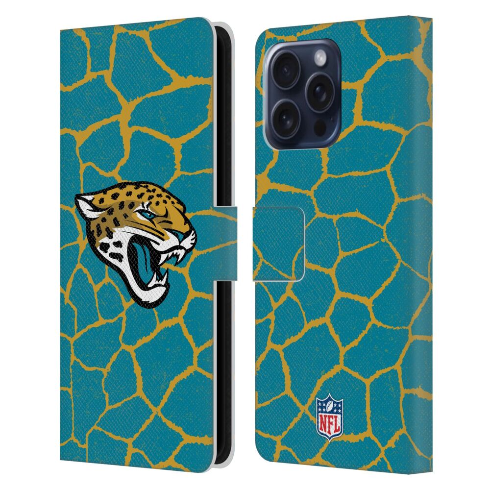 JACKSONVILLE JAGUARS（NFL） ジャクソンビルジャガーズ ジャクソンビルジャガーズ - Giraffe Animal Print レザー手帳型 / Apple iPhoneケース 【公式 / オフィシャル】
