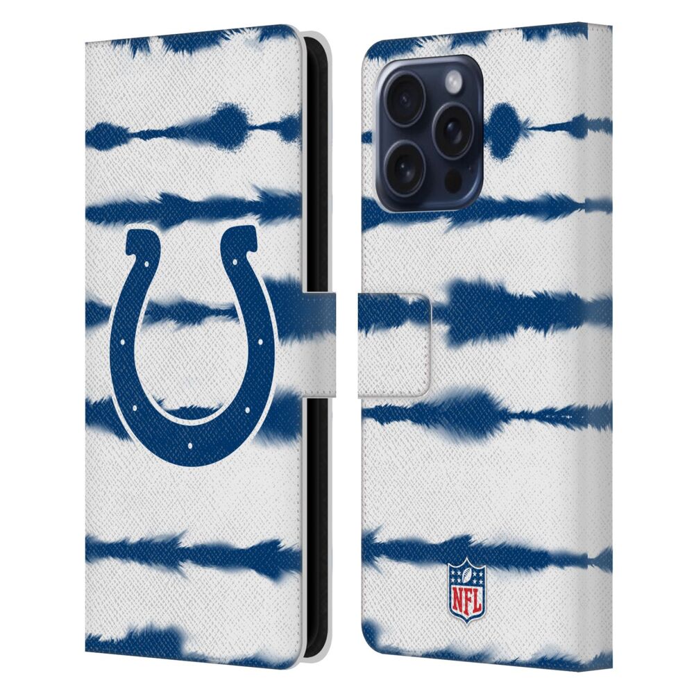 INDIANAPOLIS COLTS（NFL） インディアナポリスコルツ インディアナポリスコルツ - Watercolour Stripe Print レザー手帳型 / Apple iPhoneケース 【公式 / オフィシャル】