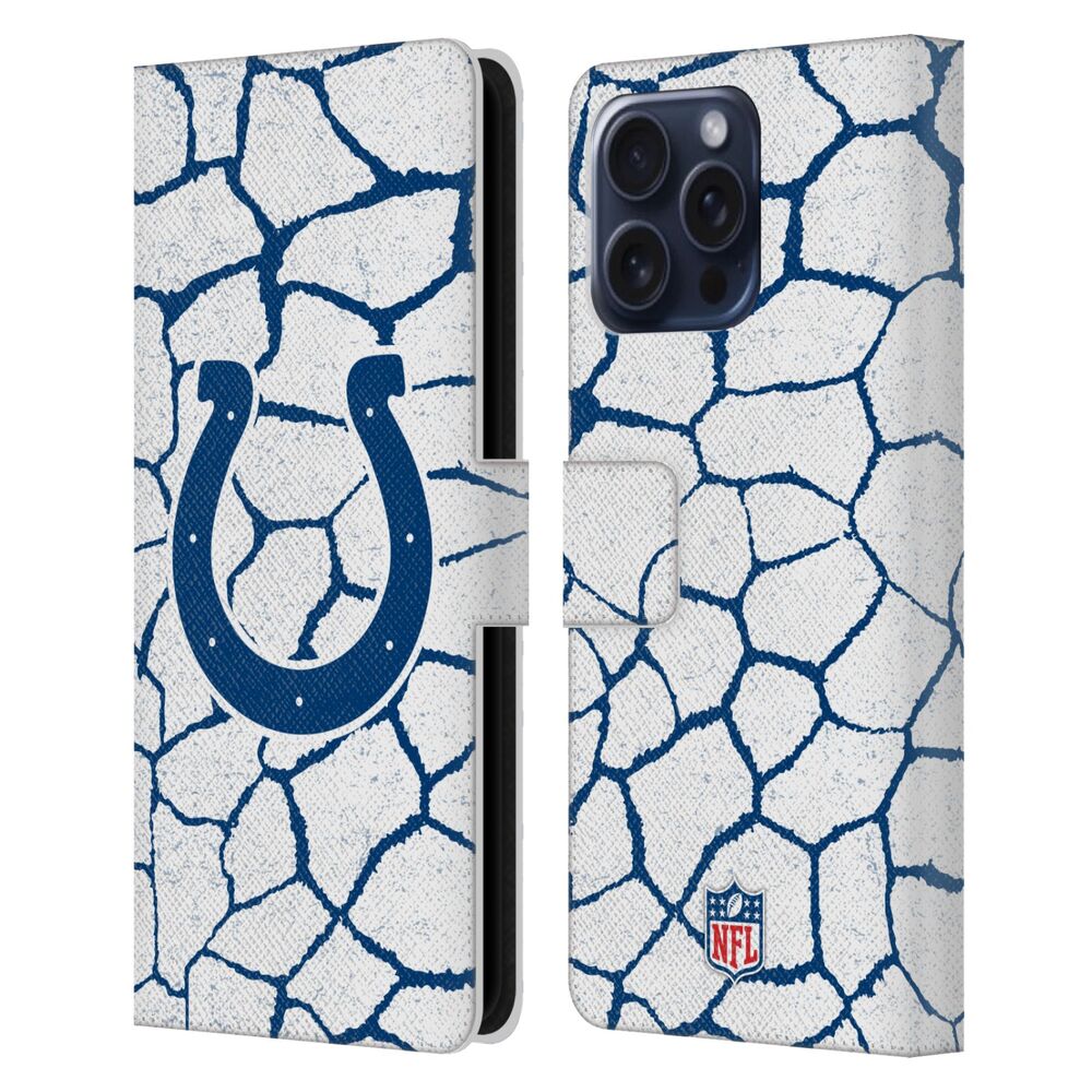 INDIANAPOLIS COLTS（NFL） インディアナポリスコルツ インディアナポリスコルツ - Giraffe Animal Print レザー手帳型 / Apple iPhoneケース 【公式 / オフィシャル】