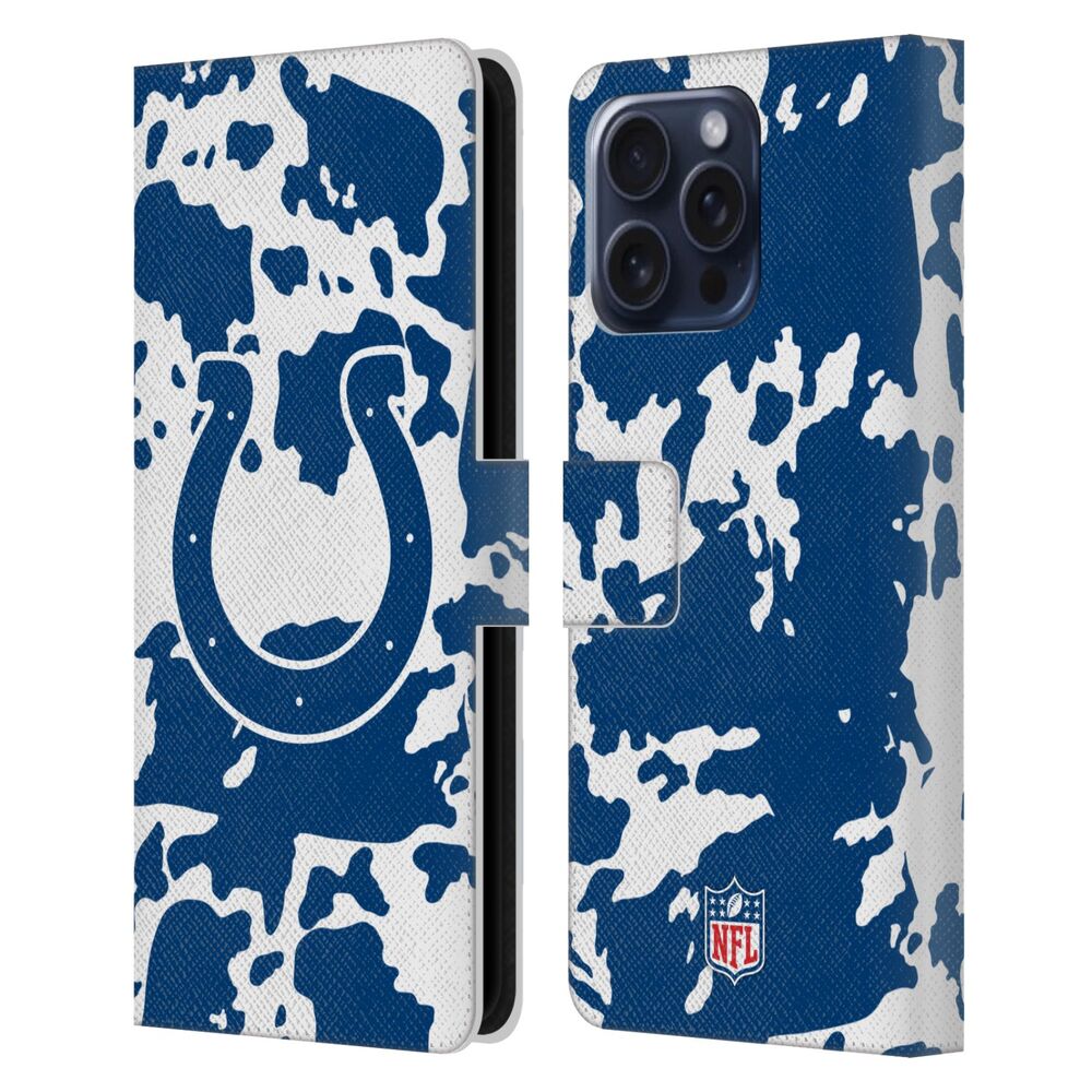 INDIANAPOLIS COLTS（NFL） インディアナポリスコルツ インディアナポリスコルツ - Cow Animal Print レザー手帳型 / Apple iPhoneケース 【公式 / オフィシャル】