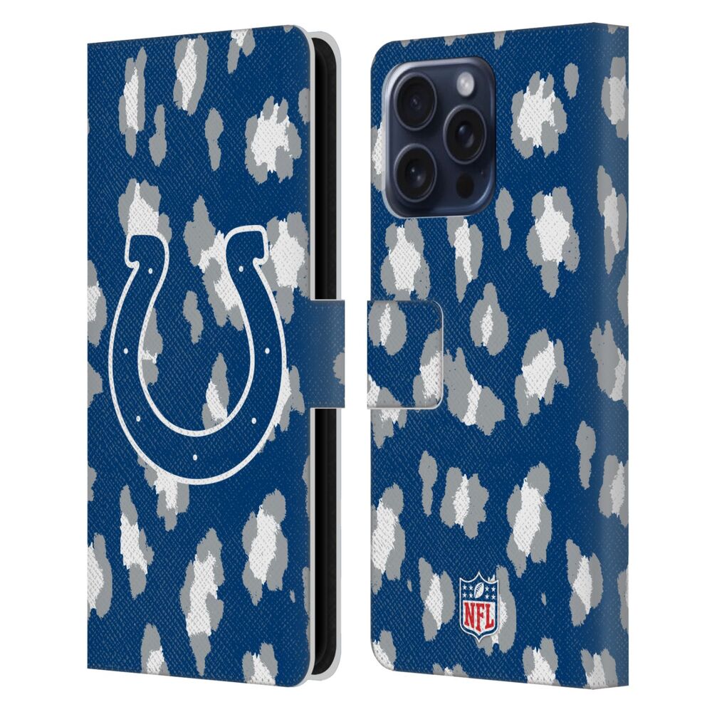 INDIANAPOLIS COLTS（NFL） インディアナポリスコルツ インディアナポリスコルツ - Leopard Animal Print レザー手帳型 / Apple iPhoneケース 【公式 / オフィシャル】