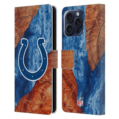 INDIANAPOLIS COLTS（NFL） インディアナポリスコルツ インディアナポリスコルツ - Wood Resin Print レザー手帳型 / Apple iPhoneケース 【公式 / オフィシャル】