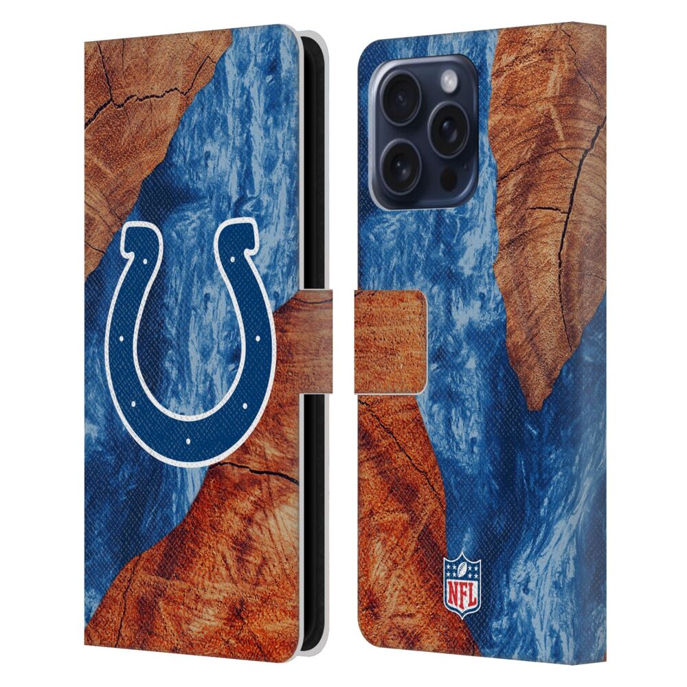 INDIANAPOLIS COLTS（NFL） インディアナポリスコルツ インディアナポリスコルツ - Wood Resin Print レザー手帳型 / Apple iPhoneケース 【公式 / オフィシャル】