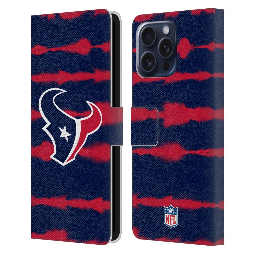 HOUSTON TEXANS（NFL） ヒューストンテキサンズ ヒューストンテキサンズ - Watercolour Stripe Print レザー手帳型 / Apple iPhoneケース 【公式 / オフィシャル】