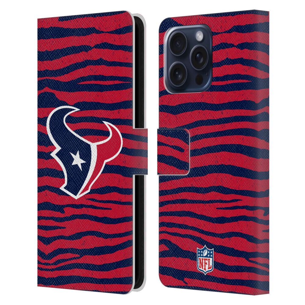 HOUSTON TEXANS（NFL） ヒューストンテキサンズ ヒューストンテキサンズ - Zebra Animal Print レザー手帳型 / Apple iPhoneケース 【公式 / オフィシャル】