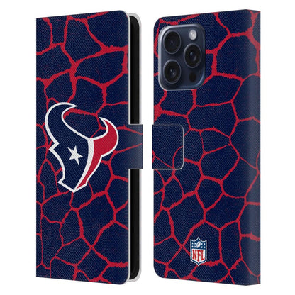 HOUSTON TEXANS（NFL） ヒューストンテキサンズ ヒューストンテキサンズ - Giraffe Animal Print レザー手帳型 / Apple iPhoneケース 【公式 / オフィシャル】