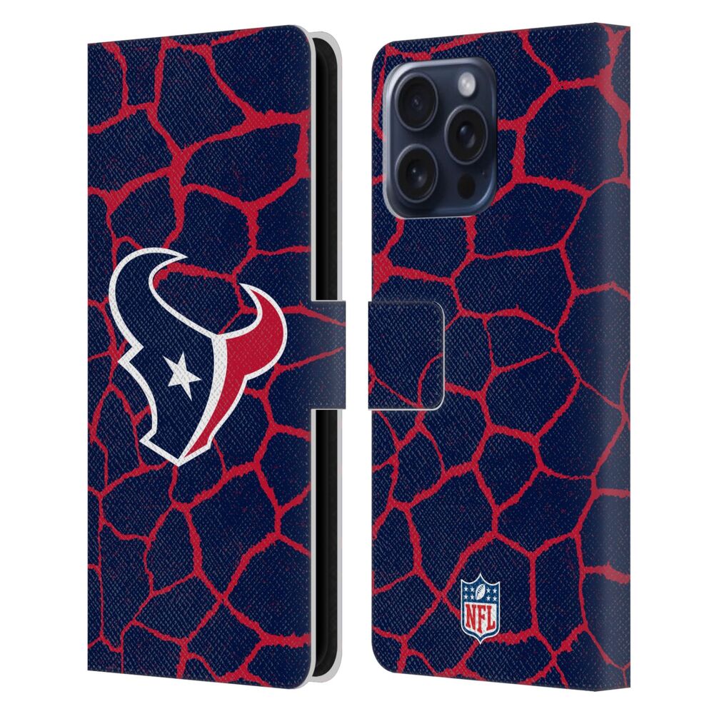 HOUSTON TEXANS（NFL） ヒューストンテキサンズ ヒューストンテキサンズ - Giraffe Animal Print レザー手帳型 / Apple iPhoneケース 【公式 / オフィシャル】