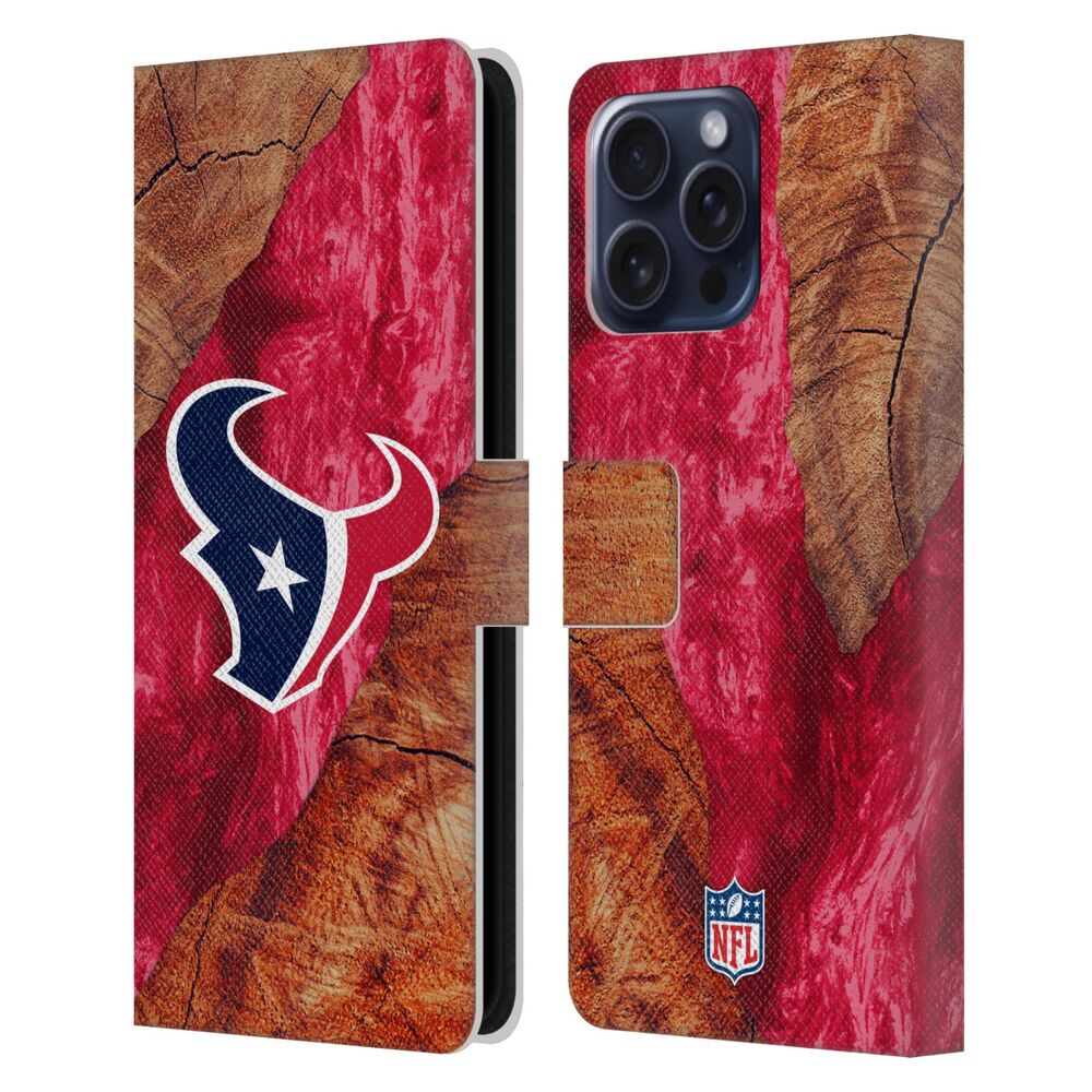 HOUSTON TEXANS（NFL） ヒューストンテキサンズ ヒューストンテキサンズ - Wood Resin Print レザー手帳型 / Apple iPhoneケース 【公式 / オフィシャル】