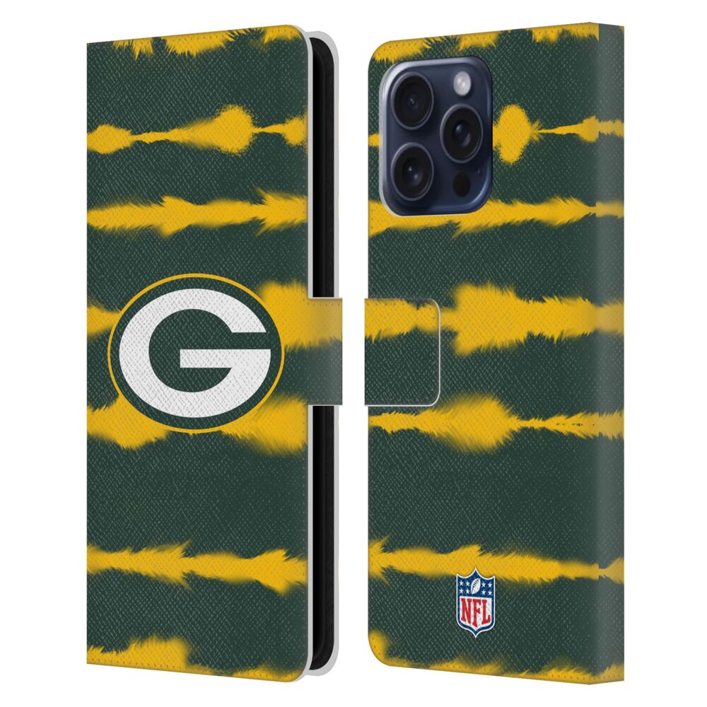 GREEN BAY PACKERS（NFL） グリーンベイパッカーズ グリーンベイパッカーズ - Watercolour Stripe Print レザー手帳型 / Apple iPhoneケース 【公式 / オフィシャル】