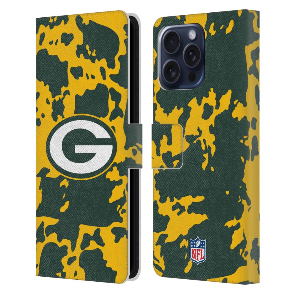 GREEN BAY PACKERS（NFL） グリーンベイパッカーズ グリーンベイパッカーズ - Cow Animal Print レザー手帳型 / Apple iPhoneケース 【公式 / オフィシャル】