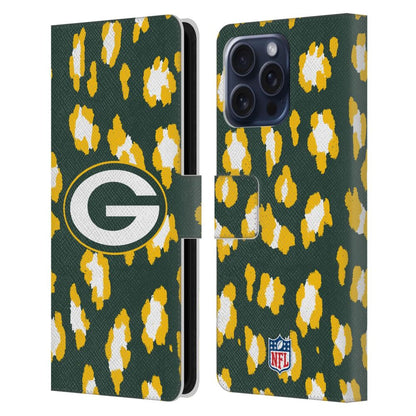 GREEN BAY PACKERS（NFL） グリーンベイパッカーズ グリーンベイパッカーズ - Leopard Animal Print レザー手帳型 / Apple iPhoneケース 【公式 / オフィシャル】