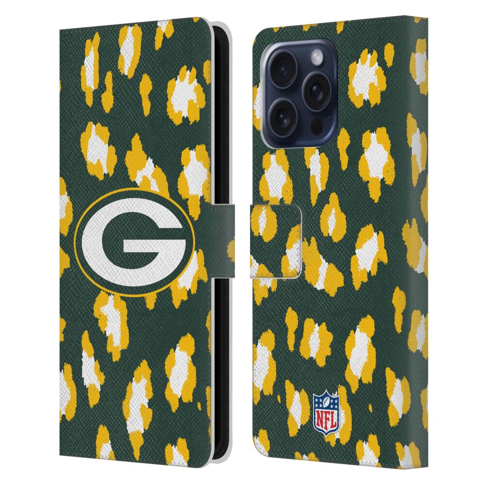 GREEN BAY PACKERS（NFL） グリーンベイパッカーズ グリーンベイパッカーズ - Leopard Animal Print レザー手帳型 / Apple iPhoneケース 【公式 / オフィシャル】