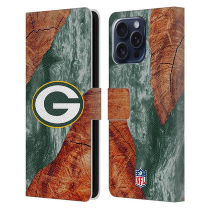 GREEN BAY PACKERS（NFL） グリーンベイパッカーズ グリーンベイパッカーズ - Wood Resin Print レザー手帳型 / Apple iPhoneケース 【公式 / オフィシャル】