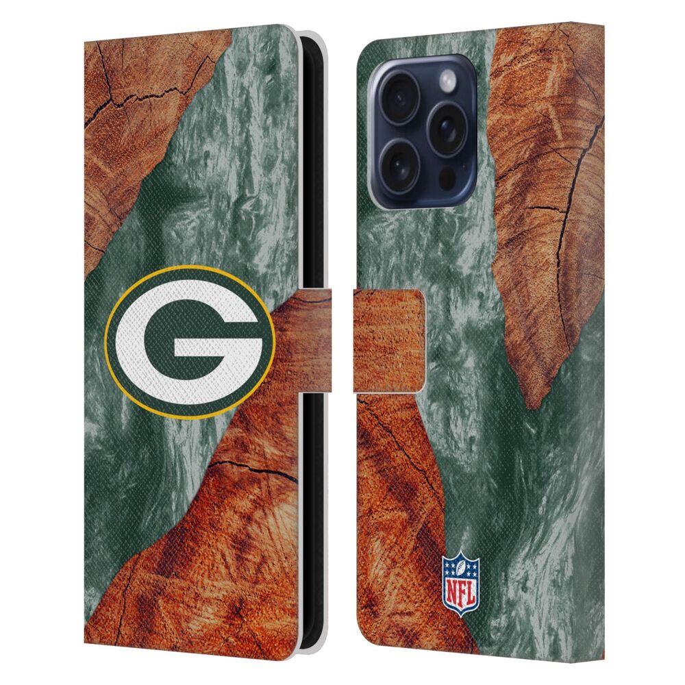 GREEN BAY PACKERS（NFL） グリーンベイパッカーズ グリーンベイパッカーズ - Wood Resin Print レザー手帳型 / Apple iPhoneケース 【公式 / オフィシャル】