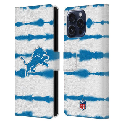 DETROIT LIONS（NFL） デトロイトライオンズ デトロイトライオンズ - Watercolour Stripe Print レザー手帳型 / Apple iPhoneケース 【公式 / オフィシャル】