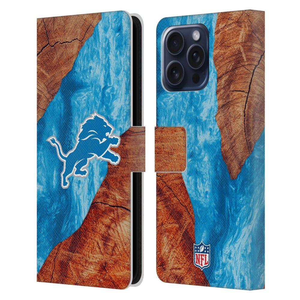 DETROIT LIONS（NFL） デトロイトライオンズ デトロイトライオンズ - Wood Resin Print レザー手帳型 / Apple iPhoneケース 【公式 / オフィシャル】